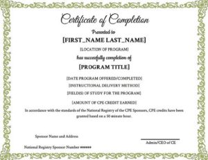 CPE Certificate of Completion